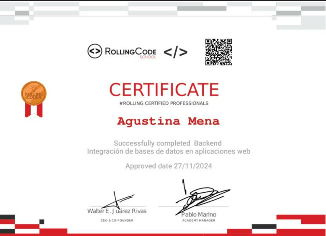 Certificado Backend Rolling Code