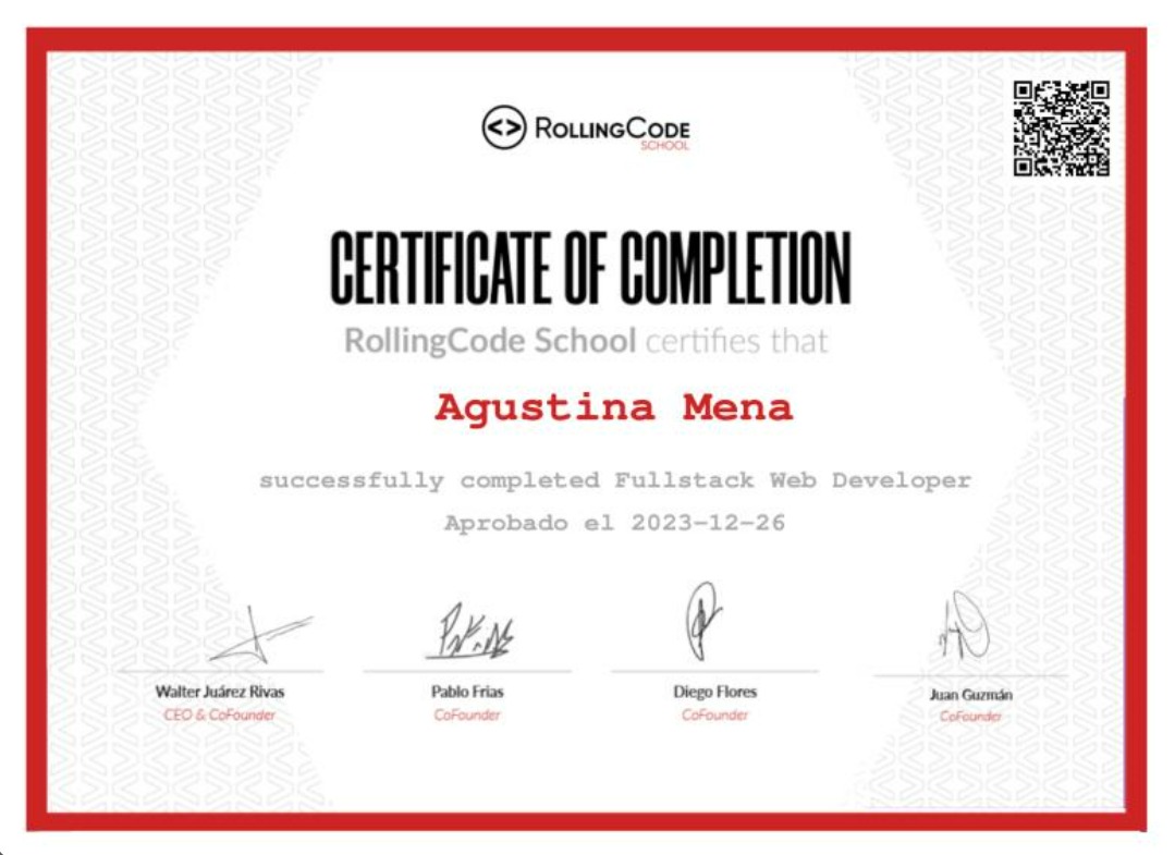 Certificado Fullstack Rolling Code