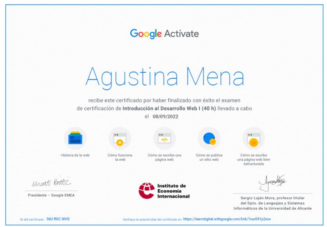 Certificado Google Activate