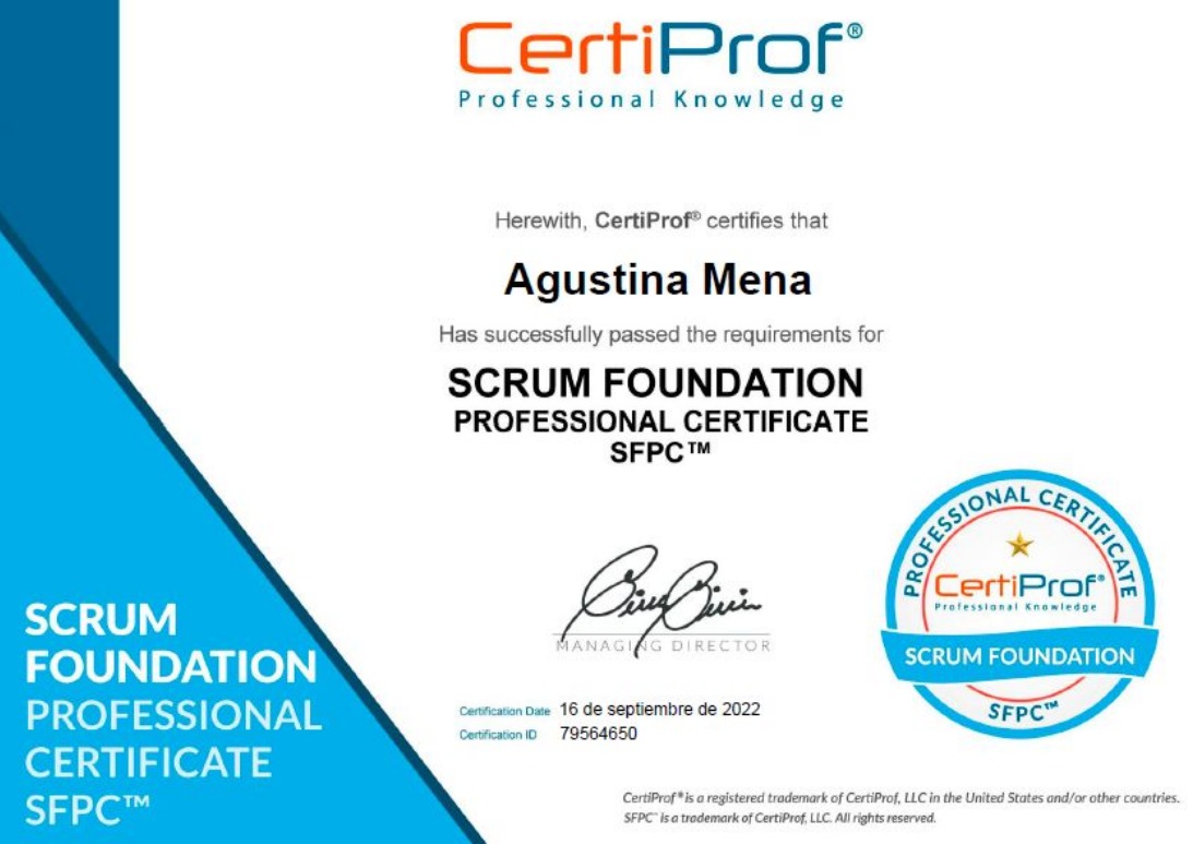 Certificado Scrum CertiProf